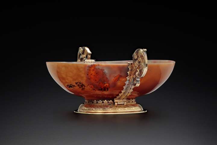 A silver gilt mounted agate bowl